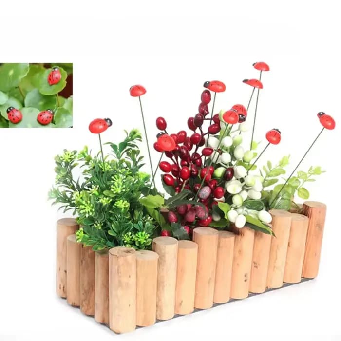Piquets de jardin décoratifs coccinelle en bois, 10 pièces, décoration de jardin, décor de cour exté
