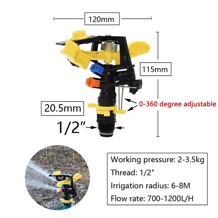 Arroseurs rotatifs pour pelouse de jardin, filetage 1/2 "3/4", automatique à 360 degrés, buse d'irri