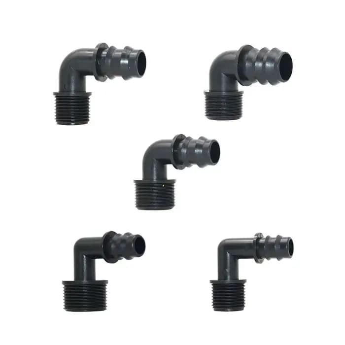 Connecteurs coudés pour tuyau Pe, filetage 1/2 3/4 à 16/20/25mm, 90 degrés, pour Agriculture, serre,