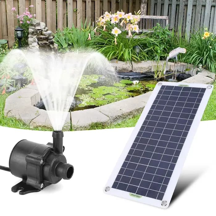 Kit de pompe à eau solaire sans balais à faible bruit, cascade extérieure noire, fontaine, jardin, p