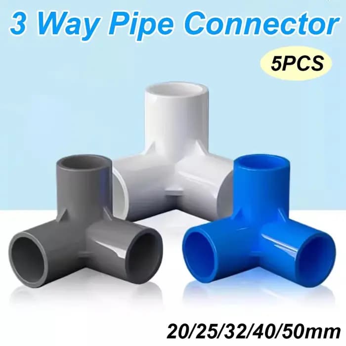 5 pièces 20/25/32/40/50mm 3 voies PVC tuyau d'eau connecteur raccords jardin Irrigation maison Aquar