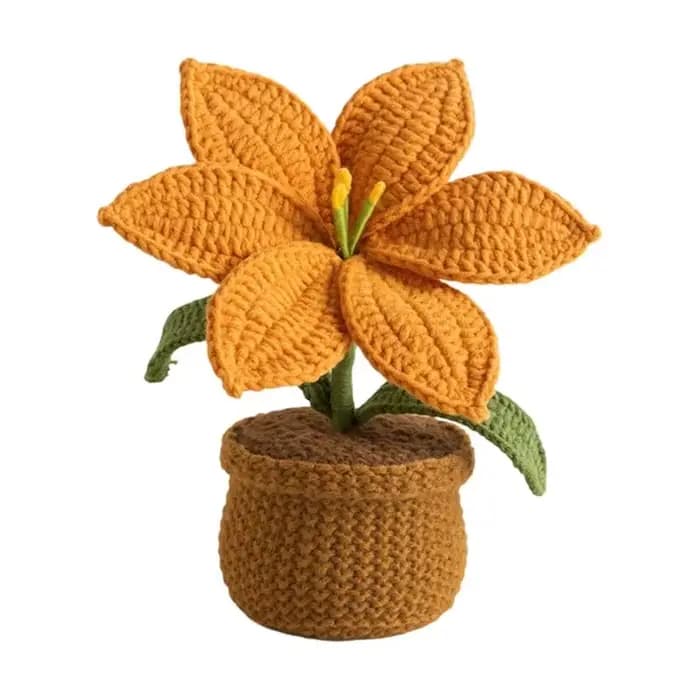 Plante en Pot lys Crochet, ornement fait à main, Pot fleur en tricot, décorations maison, aucun beso
