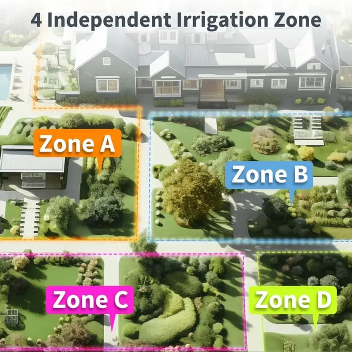 Minuteur d'arrosage Diivoo 4 zones, programmable, automatique, avec fonction de report de pluie, mod