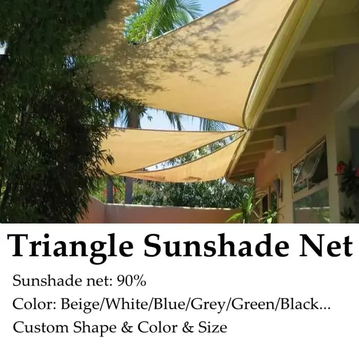 Filet pare-soleil triangulaire en tissus marron, ombrage 90% extérieur, Anti-UV, refroidissement, Ga