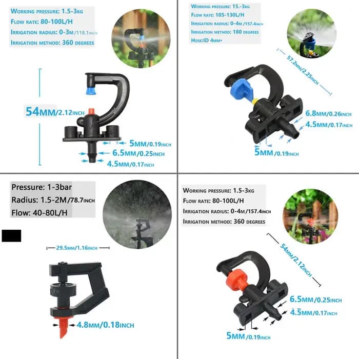 Micro-arroseur rotatif à 180 degrés, buse de réfraction de Type G, buse de suspension filetée pour l