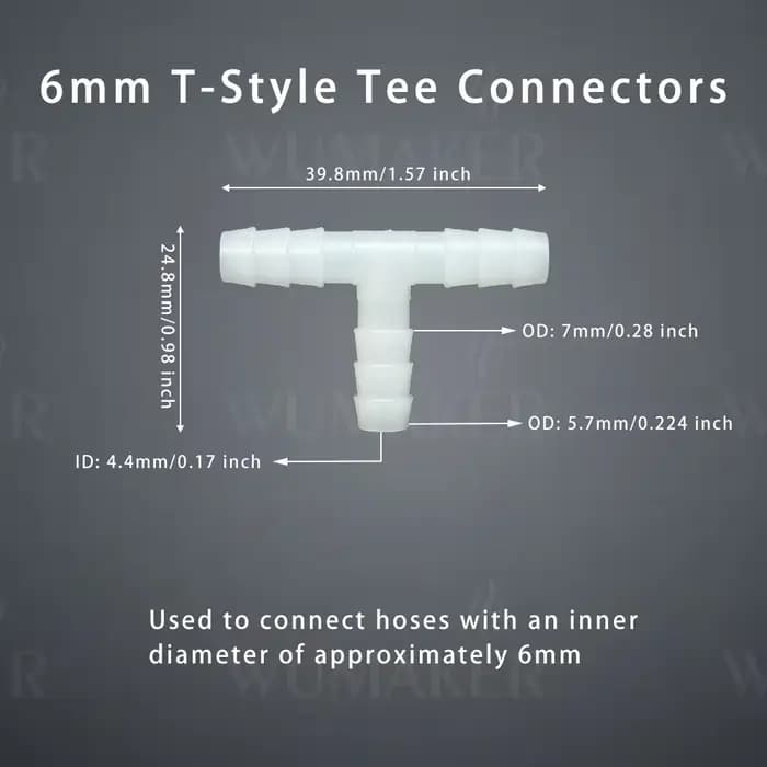 Connecteurs en T de Style T, raccord de tuyau en forme de T, Joint de tube en plastique à 3 voies, s
