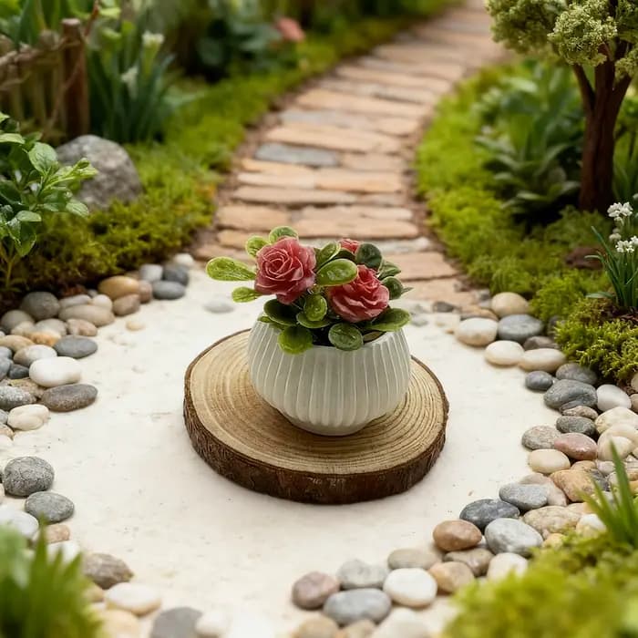 Plantes miniatures en pot de roses, 1 pièce, décoration de scène de salon de maison modèle, plantes 