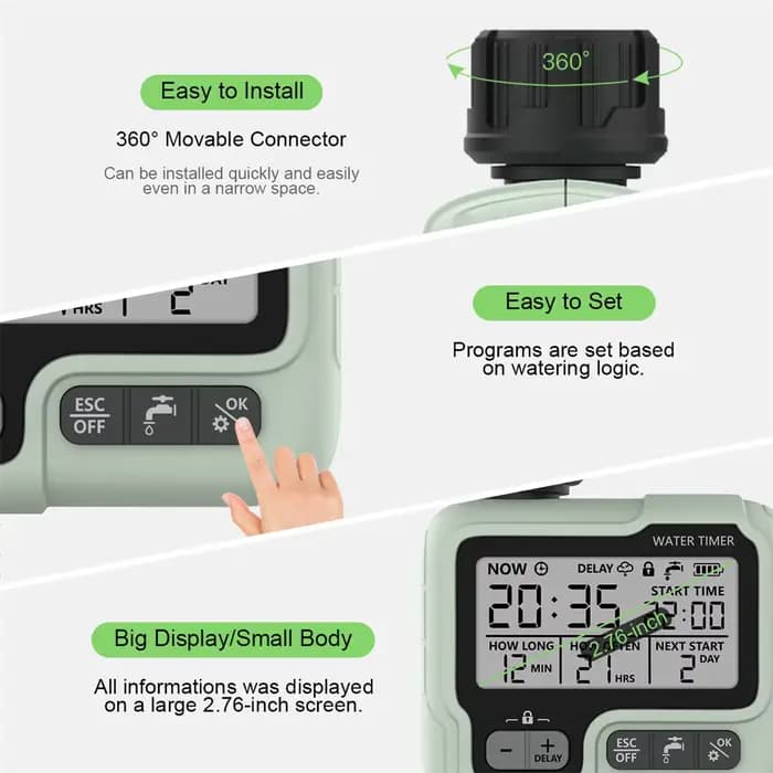 Minuterie d'eau automatique HCT-322, Machine d'irrigation numérique de jardin, arroseur Intelligent 
