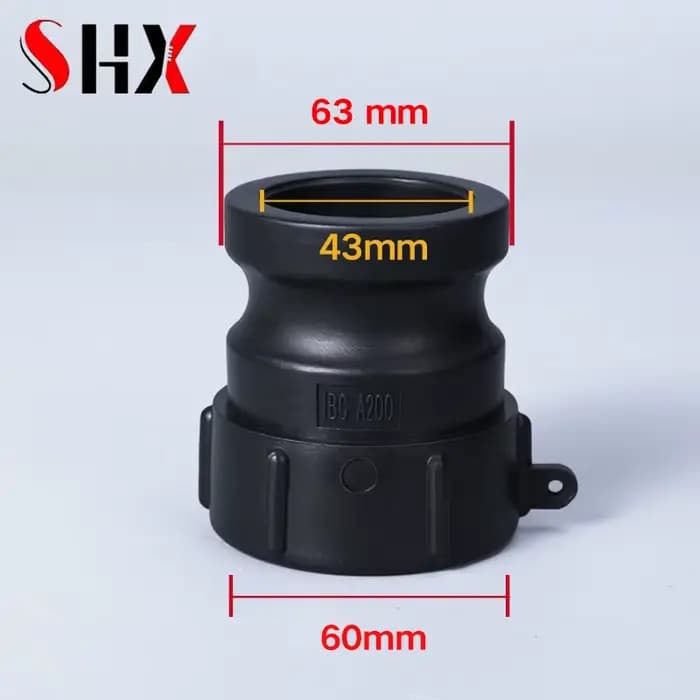 Caméra et rainure en polypropylène IBC A200 épais, adaptateur mâle 2 "x NPT femelle, 1 pièce