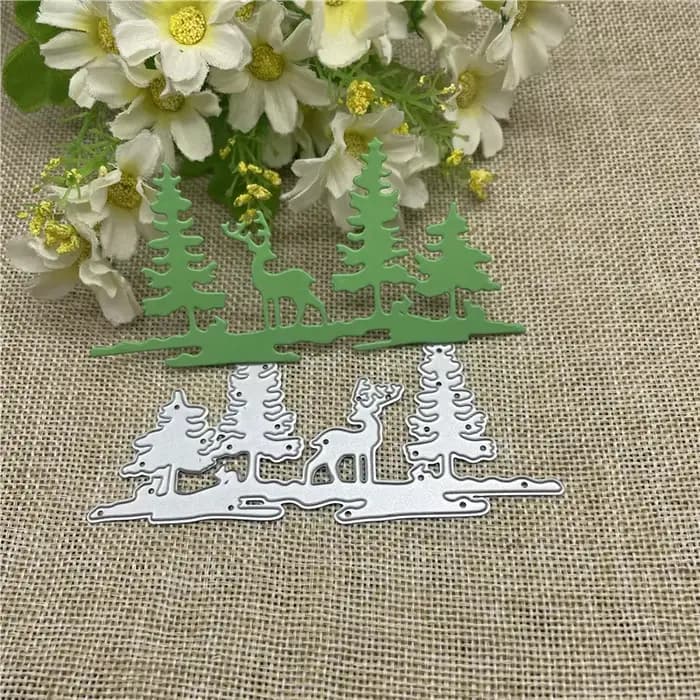 Cadre de bordure d'arbre de cerf, matrices de découpe en métal, pochoirs pour bricolage, Scrapbookin