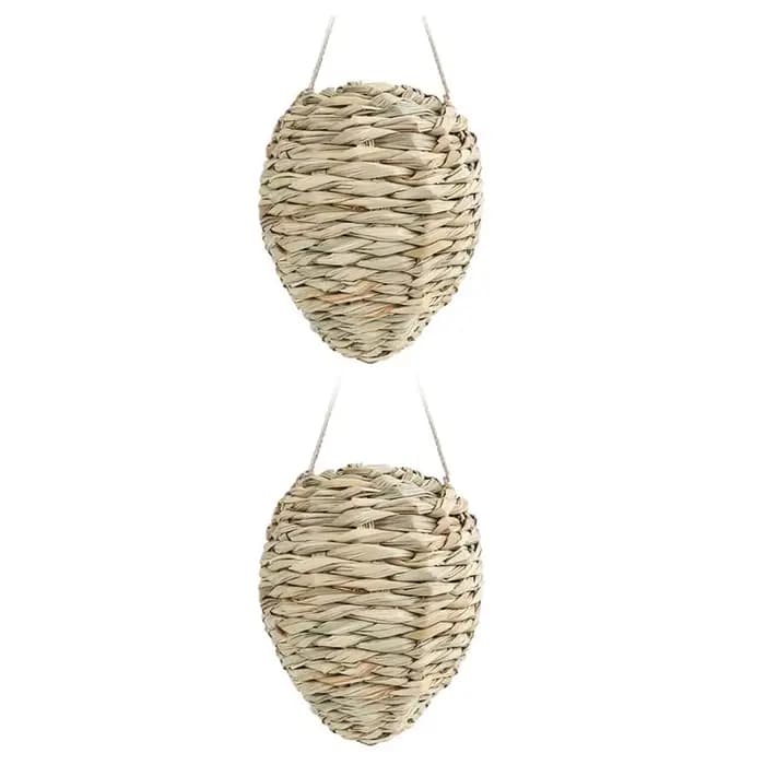 BSEVB - Lot de 2 faux nids de guêpes en roseau tressé, décorations suspendues d'extérieur, accessoir