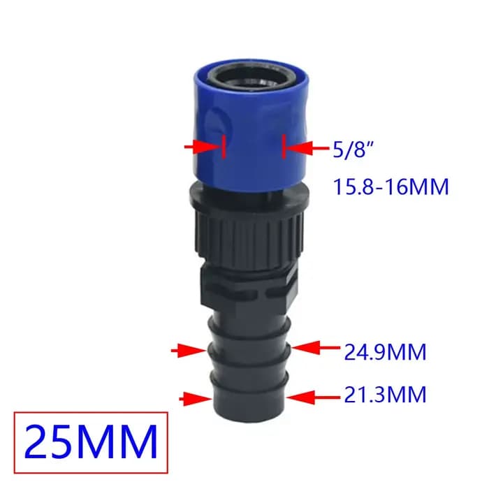 Connecteur rapide de tuyau d'eau barbelé 1/4 3/8 1/2 3/4 1 pouce, 4/7mm 8/11mm 16mm 20mm 25mm, 1 piè