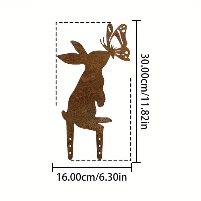 Décoration de jardin en métal rustique en forme de lapin - Charmante décoration de jardin en forme d