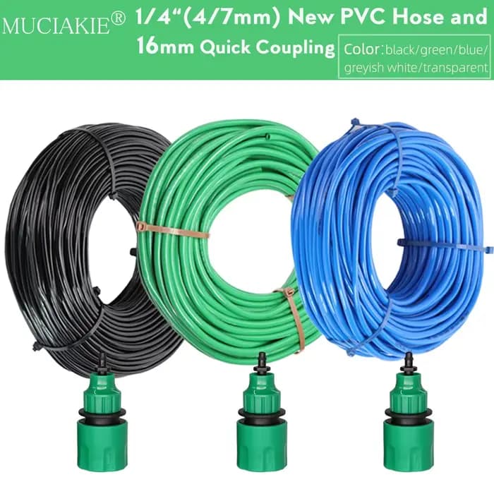 Tuyau d'irrigation en PVC transparent, connecteur rapide, tuyau d'eau de jardin, noir, blanc, bleu, 