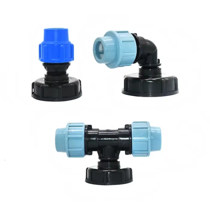 Adaptateur IBC S60 x 20mm 25mm 32mm, Connecteur de Tube PE Coudé Mathiateur d'Eau Raccord de Tuyau e
