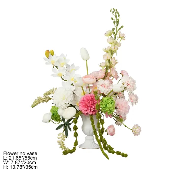 A9150 Angela Flower Bouquet de lys calla artificiels avec verdure, guirlande suspendue, centre de ta
