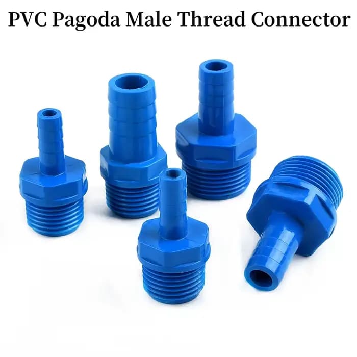 Connecteurs à filetage mâle pagode en PVC bleu, 1/2 "3/4'' à 8 ~ 16mm, connecteur de tuyau d'eau pou
