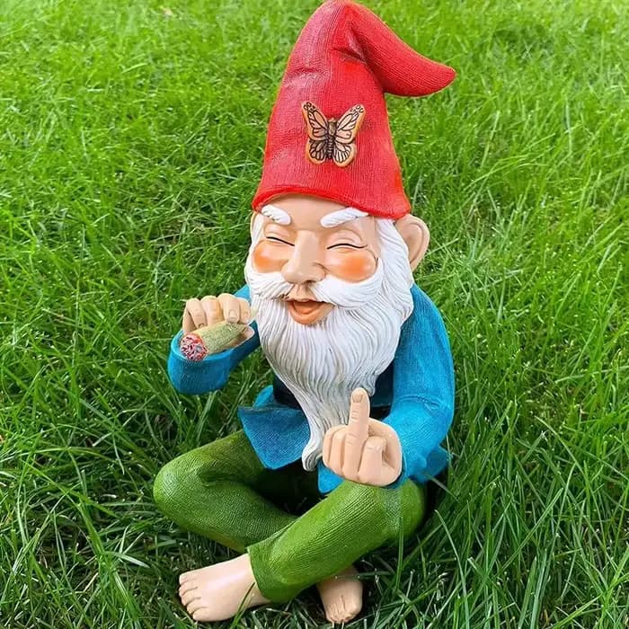 Statue de Gnome de jardin en résine, Figurine de fumer, doigt du milieu, étagère de bureau, décorati