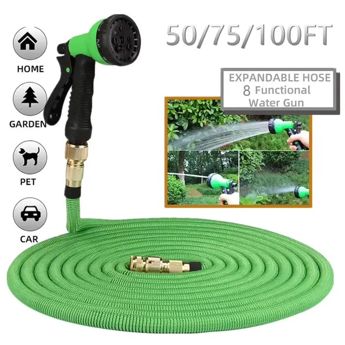 Tuyau d'eau de jardin extensible, Double connecteur métallique, bobine en Pvc haute pression, tuyaux