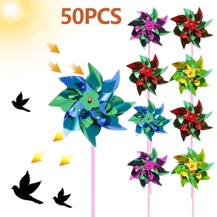 Moulin à vent décoratif en plastique coloré, 50 pièces, couleurs mélangées, pour fête, bricolage, po