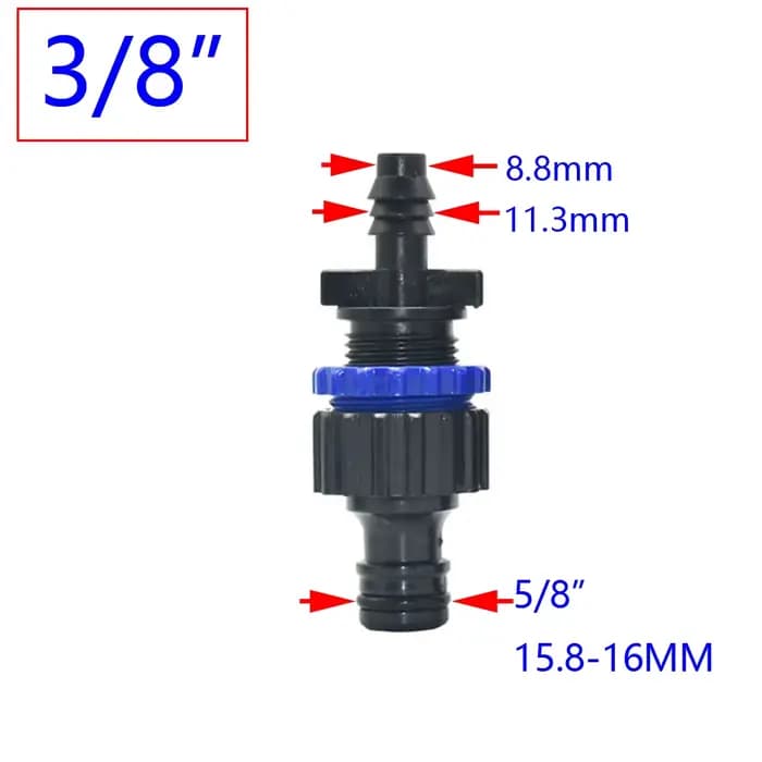 Connecteur rapide de tuyau d'eau barbelé 1/4 3/8 1/2 3/4 1 pouce, 4/7mm 8/11mm 16mm 20mm 25mm, 1 piè