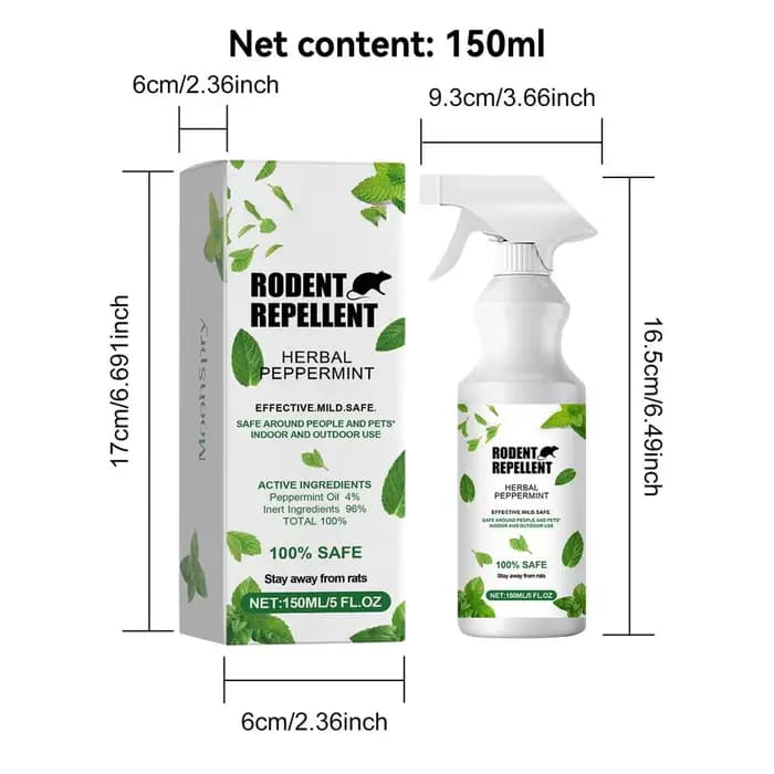 Spray anti-souris à la menthe poivrée 150ml – Prévention et défense contre les souris – Alternative 