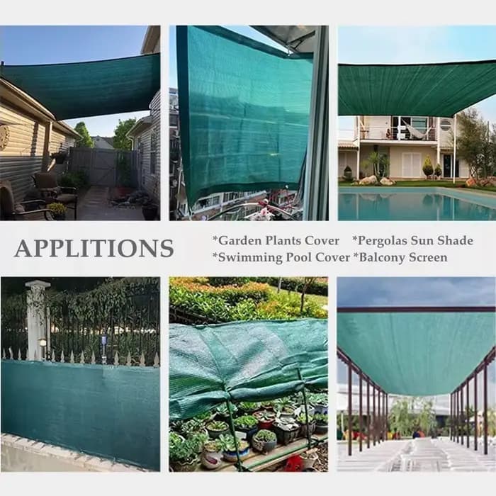 Filet d'ombrage vert noirâtre HDPE, ombre à pergola extérieure, couverture en maille, vert foncé, ba