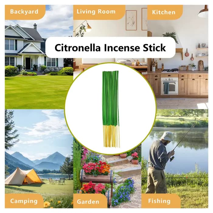 Bâtonnets d'encens à la citronnelle, emballage simple, pour activités de plein air, jardin, randonné