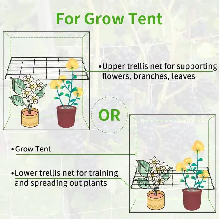 Filet en treillis pour tente de culture, support de plante, élastique, ScrOG, LST, HST, boîte de cul