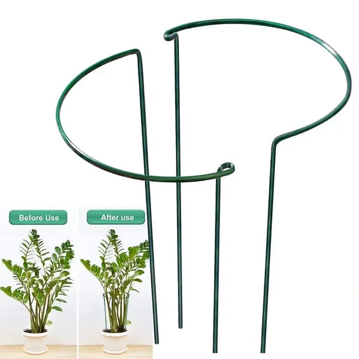 Piquets de Support de Plante en Métal Robuste, Bordure d'Anneau Vert pour Jardin, Fleur d'Hortensia 
