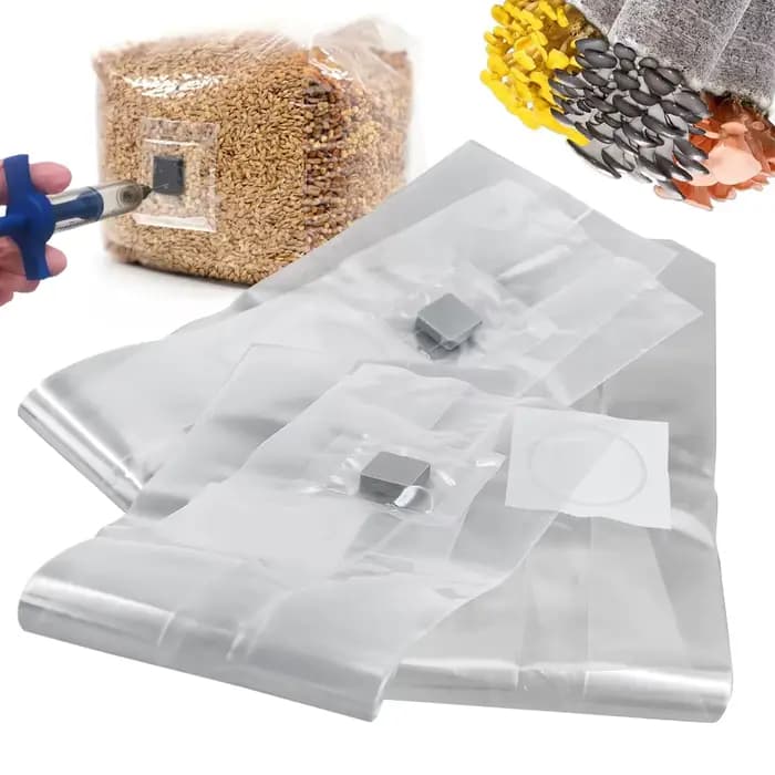 Sac à grains hydraté stérilisé PP 6 Mil, avec Port d'injection auto-guérison, Patch filtrant de 0,2 