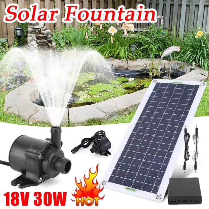 Kit de pompe à eau solaire sans balais à faible bruit, cascade extérieure noire, fontaine, jardin, p