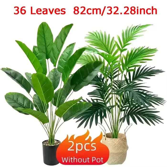 2 pièces 82cm grande échelle Simulation palmier artificiel et feuilles de bananier plantes en pot pl