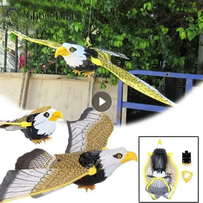 Épouvantail d'oiseaux volants portable avec musique répulsif, oiseau Shoous, aigle frontal, décorati