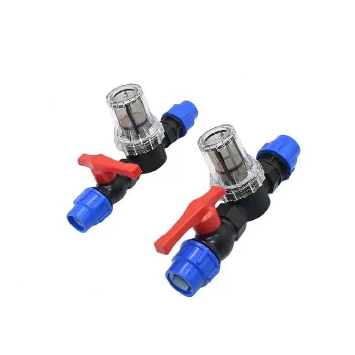 Filtre à eau pour tuyau PE, 25mm 32mm, avec Tube en plastique, connecteur rapide, filtre à mailles 8