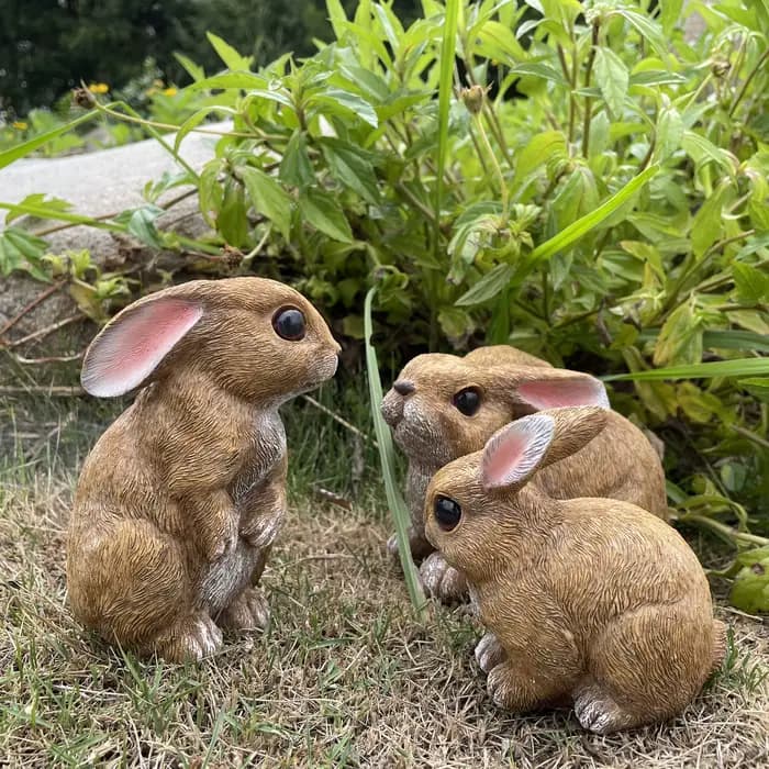 Ensemble de 3 décorations de jardin lapin de Pâques, pour la maison, le jardin et l'extérieur