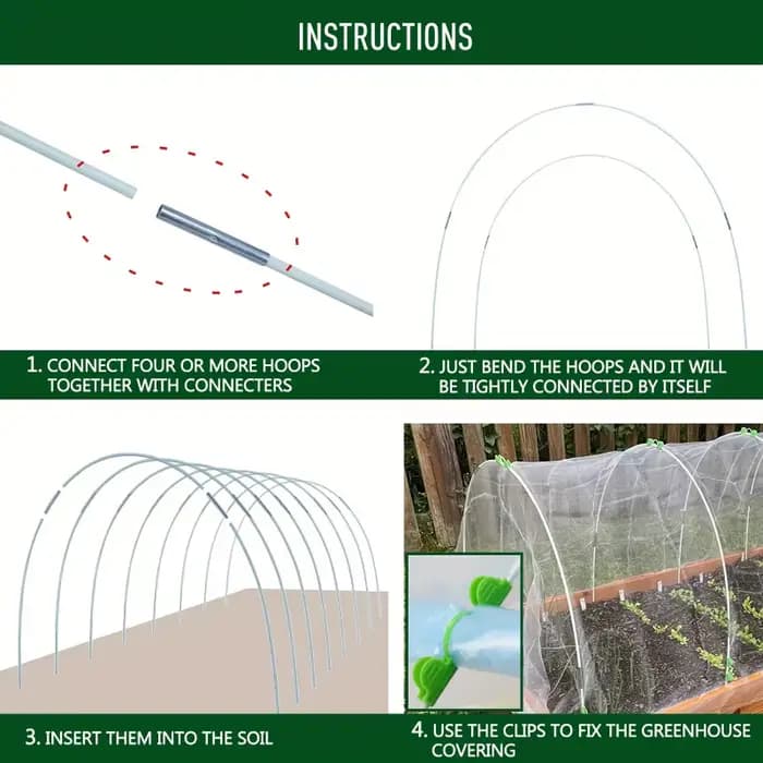 Cerceaux de jardin pour bricolage, tunnel de croissance, cadre de support en fibre violette, cerceau