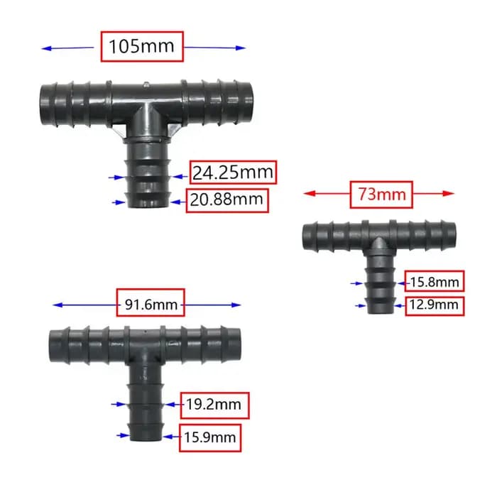Joendoc4-Connecteur de tuyau d'irrigation goutte à goutte en PE, 16mm, 20mm, 25mm, coude en T, répar