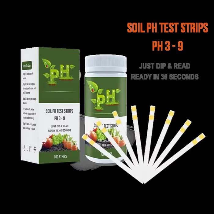 Kit de test de papier pH du sol – 100 bandelettes de test (gamme de 3 à 9), à utiliser pour tester l