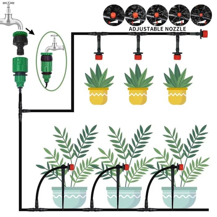 Micro système d'irrigation goutte-à-goutte Portable 20M, arrosage automatique avec goutteurs réglabl