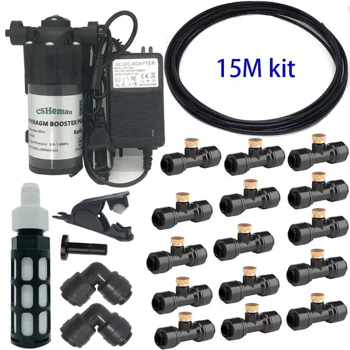 Kit de système de refroidissement par brumisation DIY6-20M, avec pompe à eau DC24V, buse de brouilla