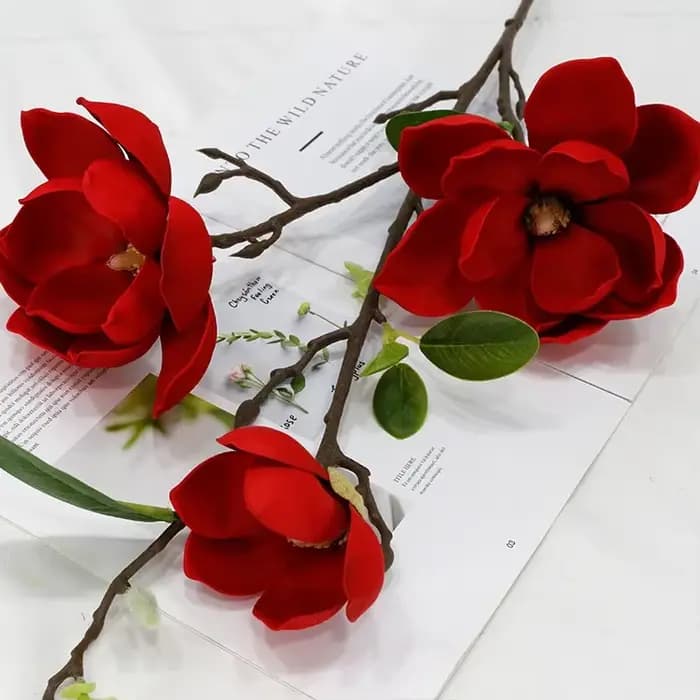 Simulation de fleur de magnolia d'intérieur, sensation de la main, art floral, maison, mariage, hôte