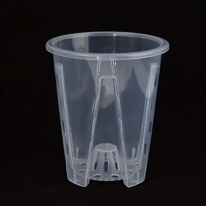 Pot de fleur Transparent en plastique, contrôle des racines respirant, avec plateau, Pots d'orchidée