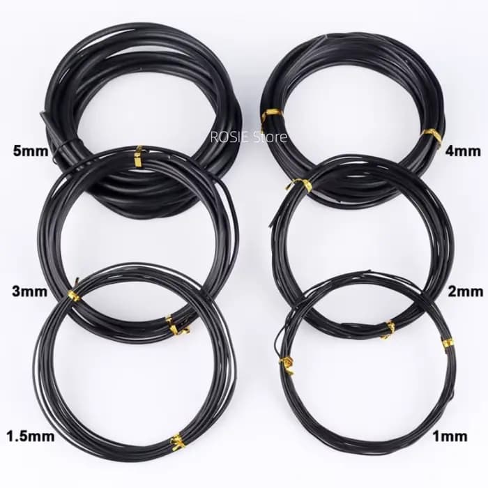 Fil d'aluminium en forme de bonsaï de jardin, 1.0mm, 1.5mm, 2.0mm, 3mm, 4mm, 5mm, noir, six TANfor j