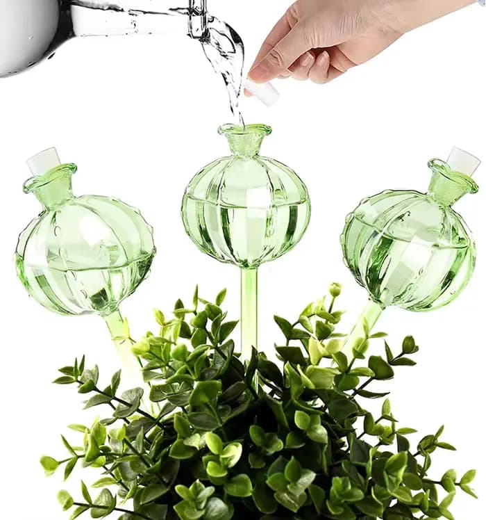Ampoules d'arrosage automatique en verre pour plantes, goutteur d'eau en forme de plante de fleur, d