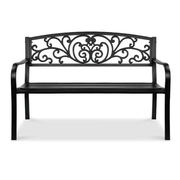 Nouveau banc de jardin extérieur en acier pour aménagement paysager terrasse banc en métal pour cour