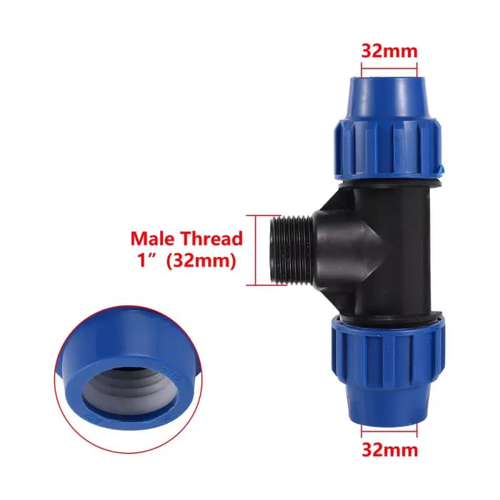 Adaptateur de connecteur de tuyau PE mâle, raccords en T coudés, raccords de tuyaux d'irrigation agr