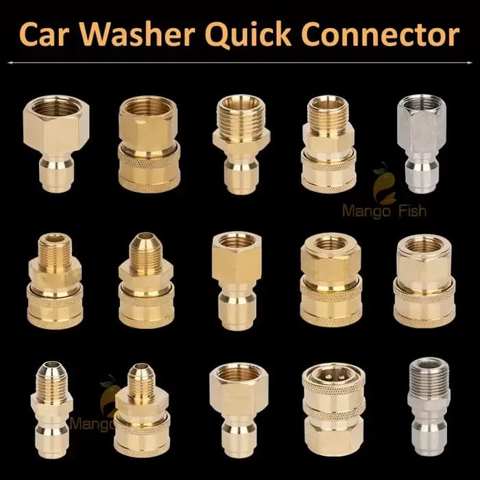 Connecteur rapide pour lave-auto en cuivre, 1/4 ", 3/8", 1/4 ", adaptateur haute pression, Joints de