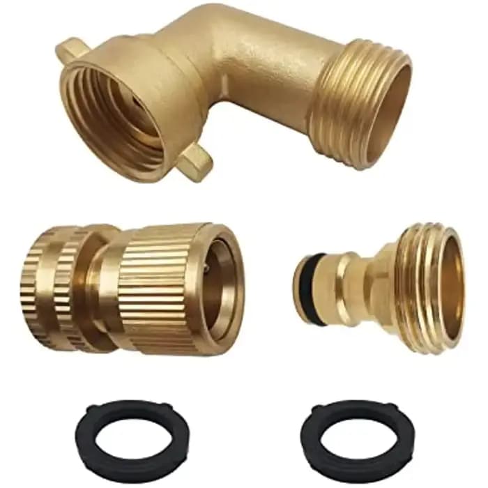 Adaptateur de tuyau d'arrosage en laiton massif, connecteur coudé à 90 degrés de 3/4 pouces et conne