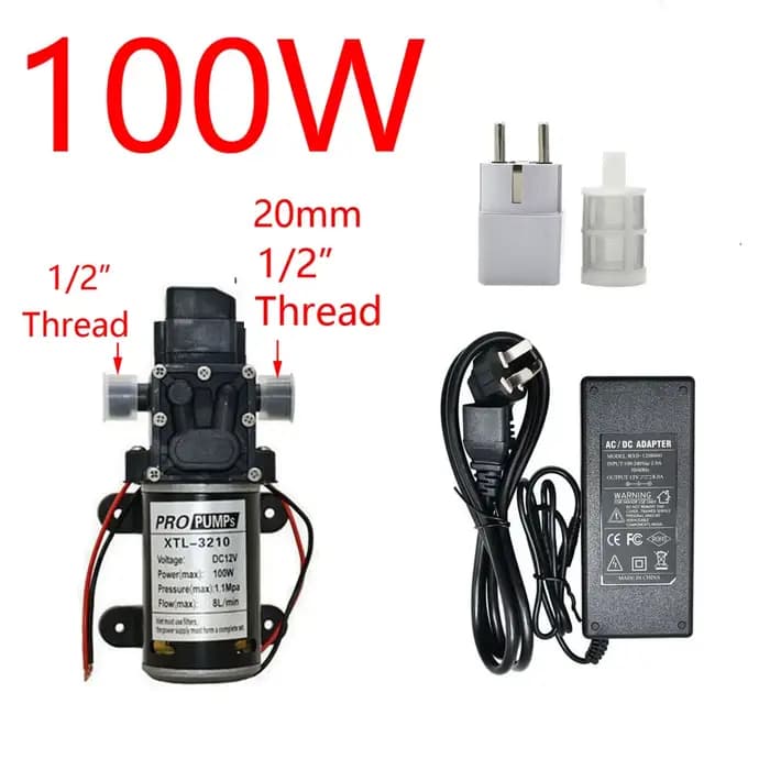 Micro pompe à eau à membrane DC 12V 60W 80W 100W, pour lavage de voiture, Irrigation de jardin, pomp